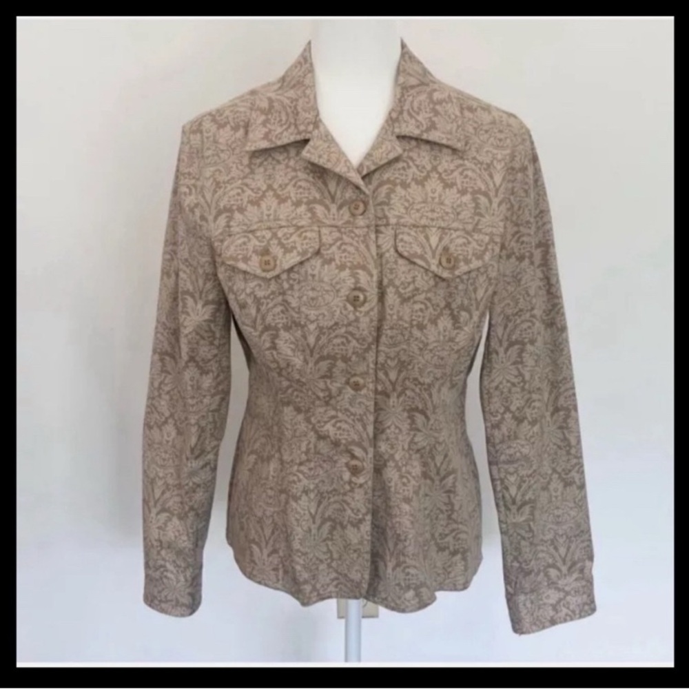 Jones New York Gold Cream Damask Jacket Sz 10